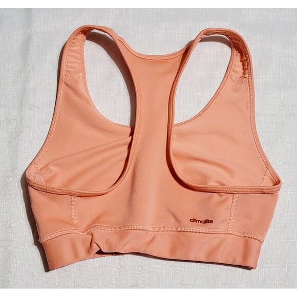 Adidas women's size XS Top Climate Racerback Sports Bras Orange Logo-Print - Picture 3 of 5